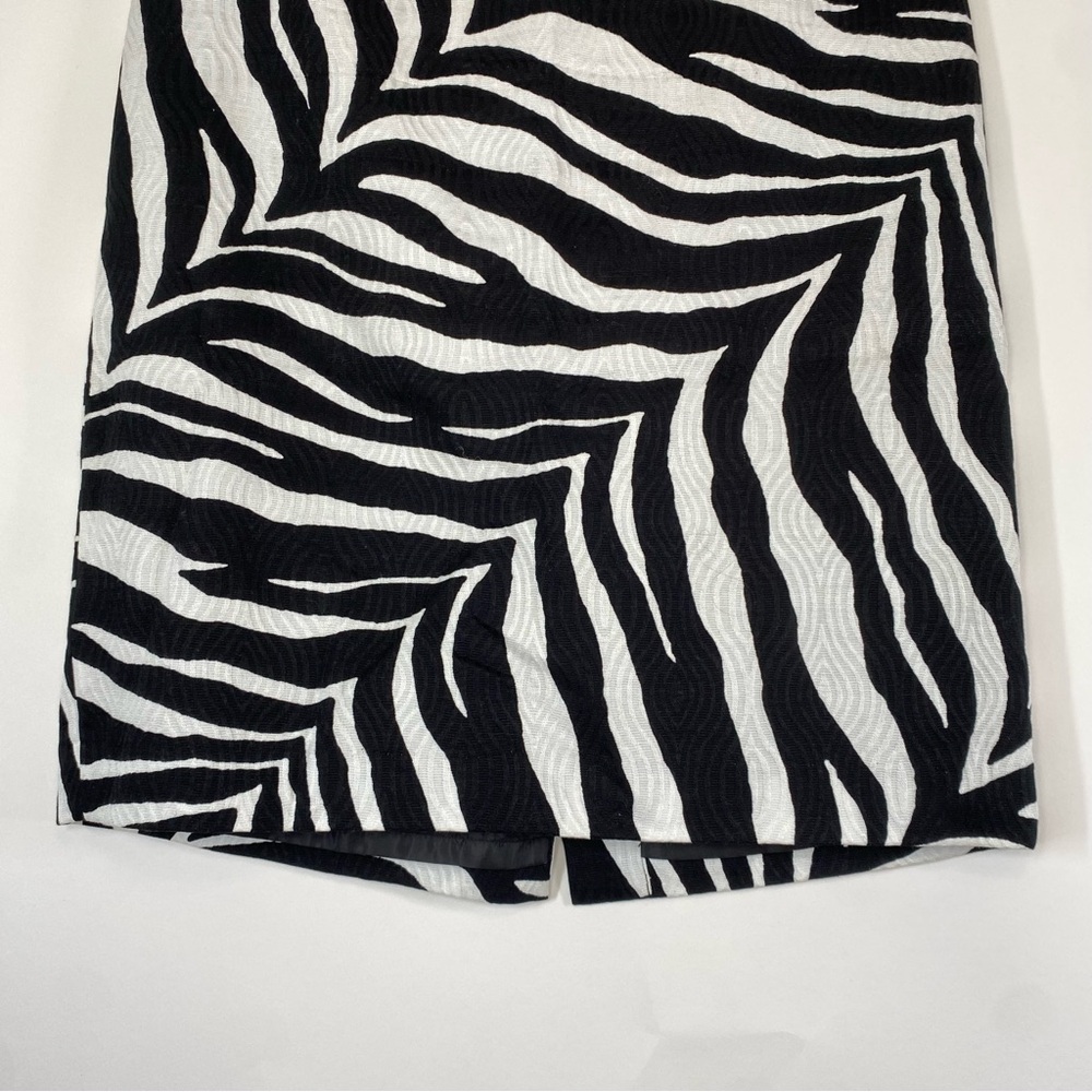 Talbots Petite Zebra Print Pencil Cotton Skirt Size 8P Lined Vent Knee Length - Picture 3 of 13